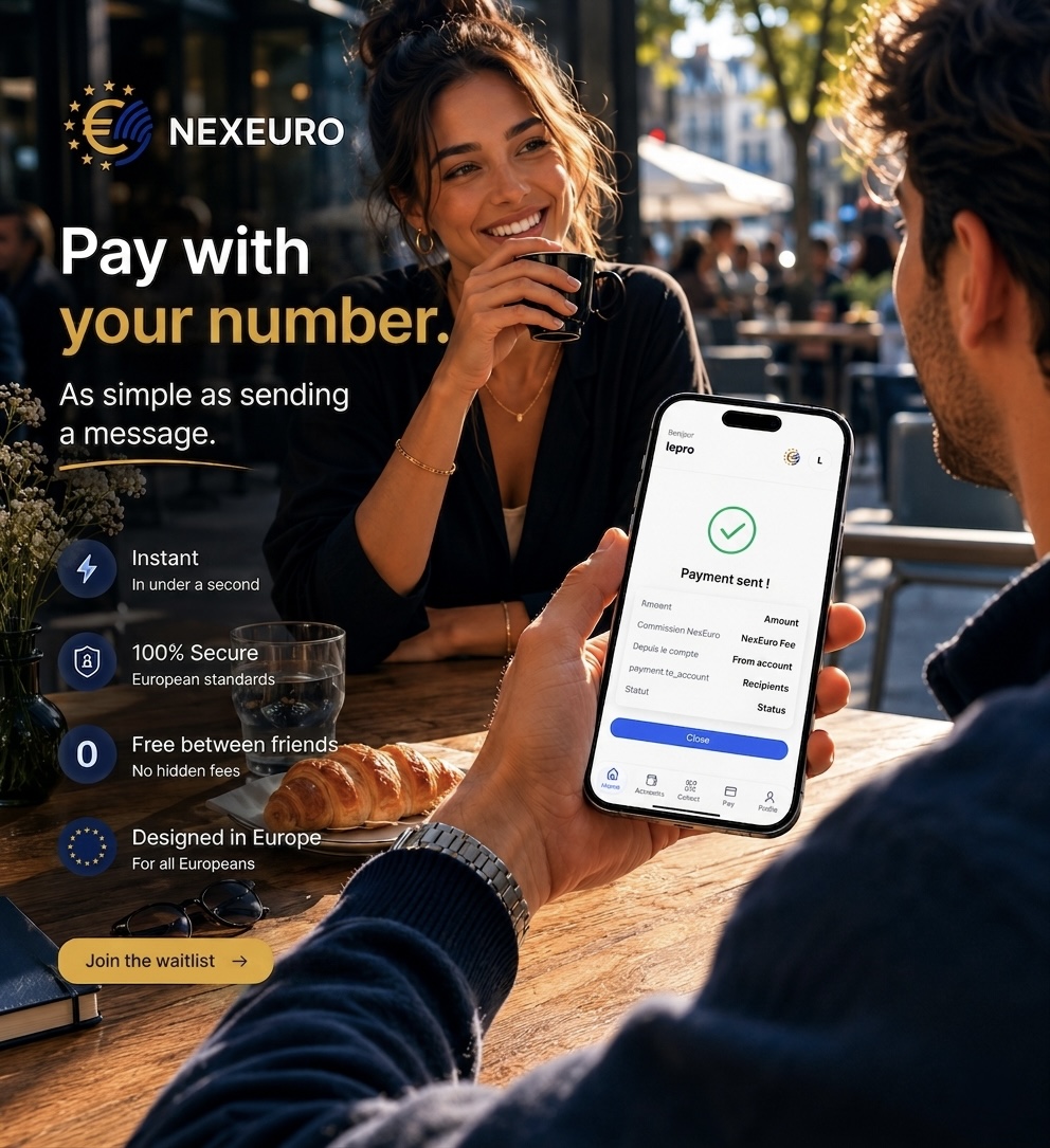 User sending an instant payment to a friend with NexEuro